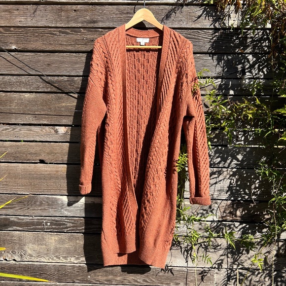 Nili Lotan x Target Rust Cableknit Cardigan Open Front Chunky Knit - Picture 1 of 8